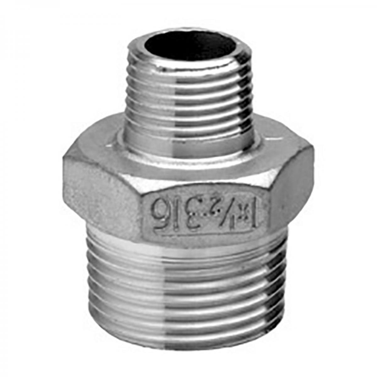 MACHÓN REDUCIDO M-M ROSCADO DE ACERO INOXIDABLE